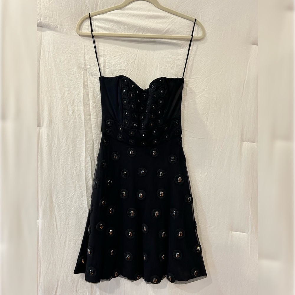 VINTAGE TEMPERLEY LONDON BLACK BEADED COCKTAIL DRESS